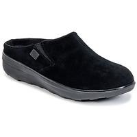 fitflop loaff suede clog womens clogs shoes in black
