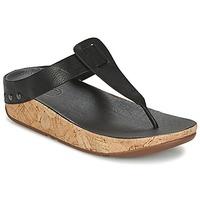 fitflop ibiza cork womens flip flops sandals shoes in black