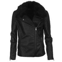 Firetrap Fur Collar PU Jacket Ladies