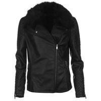 Firetrap Fur Collar PU Jacket Ladies