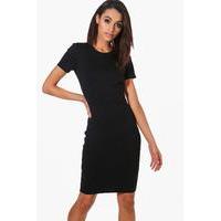 fitted tailored scuba dress black