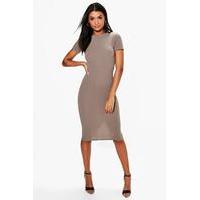 Fitted Midi Tailored Dress - mocha