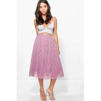 fine pleated tulle midi skirt mauve