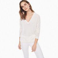 Fine Merino V-neck Jumper - Eggshell