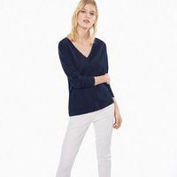 Fine Merino V-neck Jumper - Marine