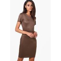 Fitted Tailored Scuba Dress - mocha