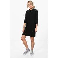 Fine Knit Hoody Dress - black