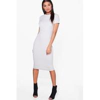 Fitted Midi Tailored Dress - silver