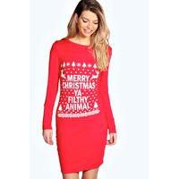 Filthy Animal Christmas Bodycon Dress - red