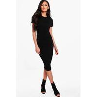 fitted midi tailored dress black