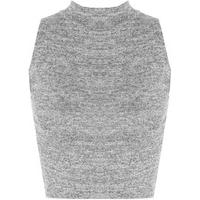 Fia Sleeveless Turtle Neck Crop Top - Grey