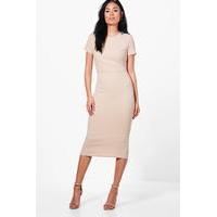 fitted midi tailored dress stone