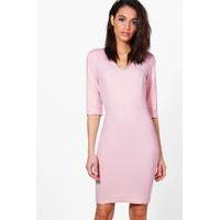 Fitted Mid Sleeve Dress - dusky pink