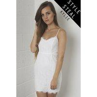 Fitted Lace Mini Dress in White