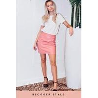 Fifi Coral PU Zip Detail Mini Skirt