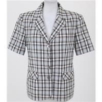 Fiorella, size 12 grey & brown check short sleeved jacket