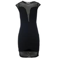 Fishnet Insert Plunge Dress - Size: Size 14