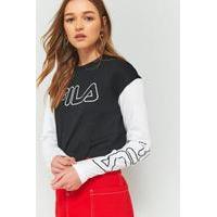 FILA Festival Long Sleeve Crop Top, BLACK & WHITE