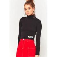 FILA Tiki Cropped Roll Neck Long Sleeve Shirt, BLACK