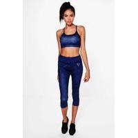 fit zig zag running leggings blue