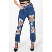 Fishnet Mom Jeans - indigo