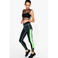 Fit Mesh Insert Running Legging - green