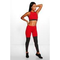 Fit contrast Panel Running Leggings - red