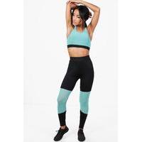 Fit Mesh Insert Running Leggings - mint