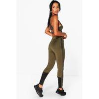 FIT Metalic Panel Running Leggings - khaki