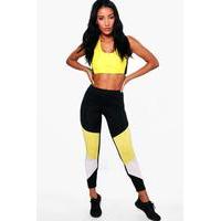 Fit Colour Block Running Leggings - yellow