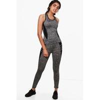 Fit Contrast Panel Vest & Legging Set - black