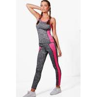 fit contrast panel vest legging set pink