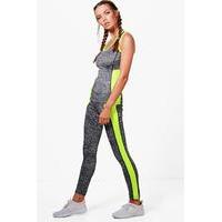 fit contrast panel vest legging set yellow