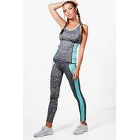 Fit Contrast Panel Vest & Legging Set - aqua