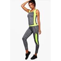 Fit Contrast Panel Vest & Legging Set - yellow