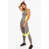 fit contrast panel vest legging set yellow