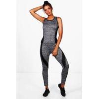 Fit Contrast Panel Vest & Legging Set - black