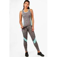 Fit Contrast Panel Vest & Legging Set - aqua