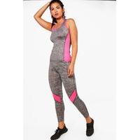 fit contrast panel vest legging set pink