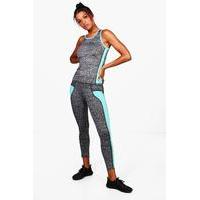 Fit Contrast Panel Vest & Legging Set - aqua