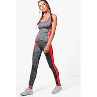 Fit Contrast Panel Vest & Legging Set - orange