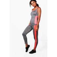 Fit Contrast Panel Vest & Legging Set - orange