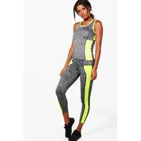 fit contrast panel vest legging set yellow