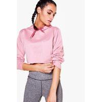 fit hooded crop running sweat pink