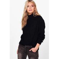 Fisherman Roll Neck Jumper - black