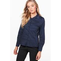 fitted cotton shirt navy