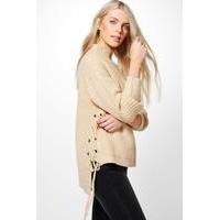 Fisherman Bling Eyelet Jumper - camel