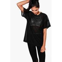 Fit Oversized Mesh Workout Tee - black