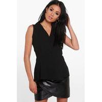 Fitted Peplum Top - black