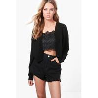 fine knit crop cardigan black